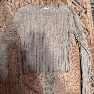 Garage Light Gray Ribbed Knit Top